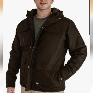 Caterpillar Men's Black Bedrock Jacket Heavy-duty Water-resistant Winter Parka
